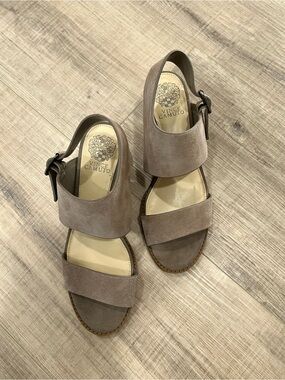 Vince Camuto Taupe Suede Slingback Sandals